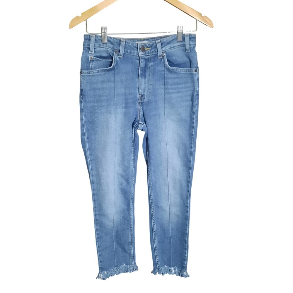 Levi's Womens High Rise Skinny Jeans With Frayed Hem Vertical Front Seam Size 27